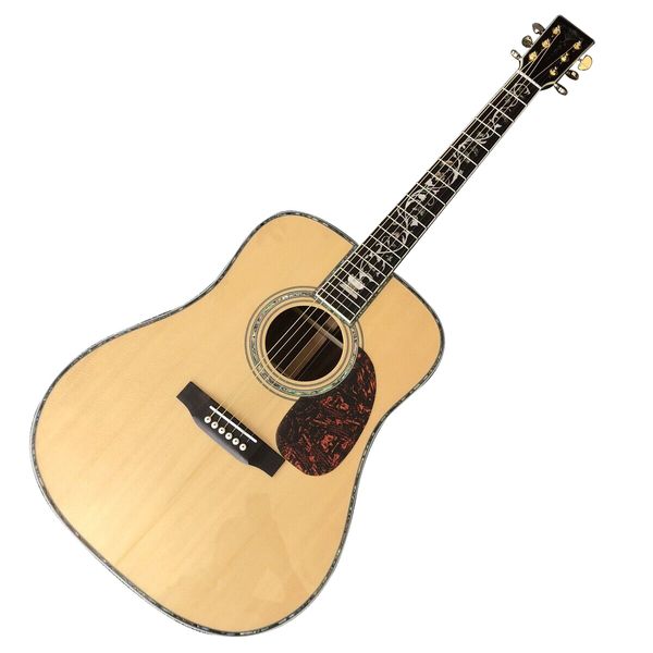 

2023 new 41 inches solid spruce abalone flowers inlays acoustic guitar