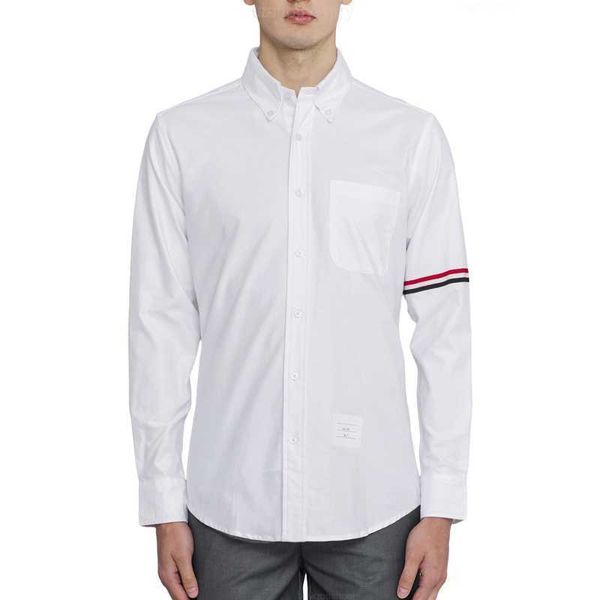 

2023 tb thom fashion brand shirts men slim white long sleeve casual shirt formal business oxford fabric solid men's clothing, White;black