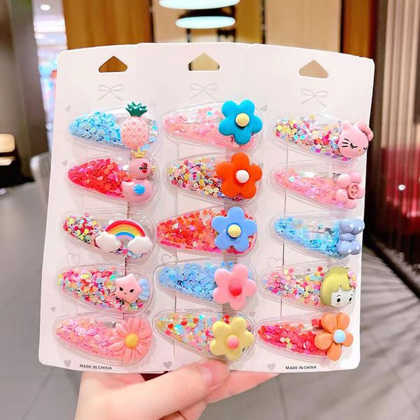 

fashion blogger designer jewelry girls' cute little clip, baby's side bangs, small flowers, quicksand clip headwear clips barrette, Golden;silver