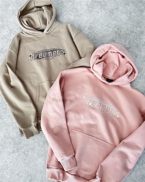 

womens hoodies sweatshirts streetwear oversize sweatshirt men and women letter print warm winter dreamers hip hop baggy 230705, Black