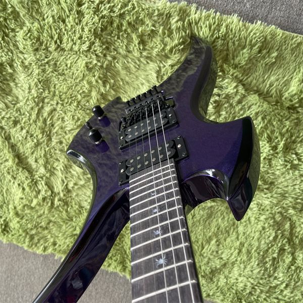 

custom lighing shape in purple 6 string bass guitar fast ship