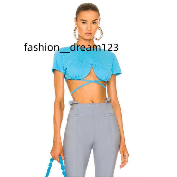 

oem wholesale underwire women's lace-up summer mini crop t-shirt, White