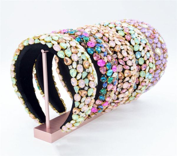 

gorgeous baroque hair jewelry bohemian padded crystal crown headbands exaggerated rhinestone tiara hairbands for women wedding9459801, Slivery;white