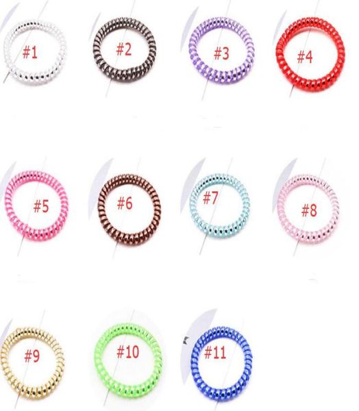 

11 colors telephone wire cord gum hair tie girls elastic hair band ring rope candy color bracelet stretchy scrunchy m8182099, Slivery;white