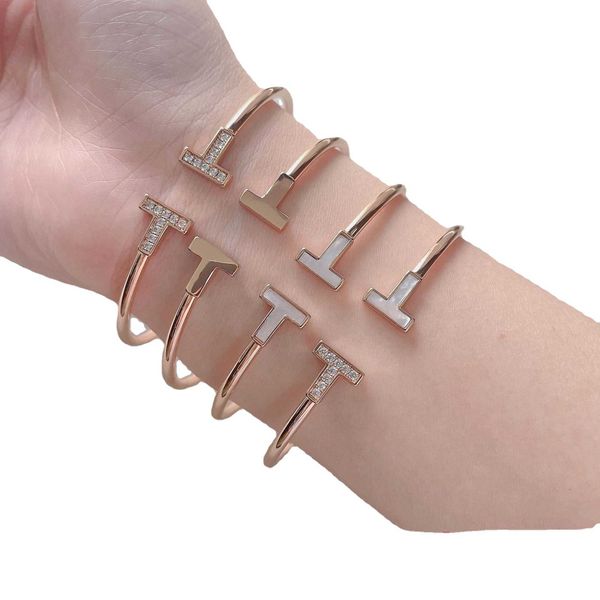 

counter quality tiffay double bracelet opening hose rose gold white fritillaria inlaid diamond non lovers with logo 7zmt, Black