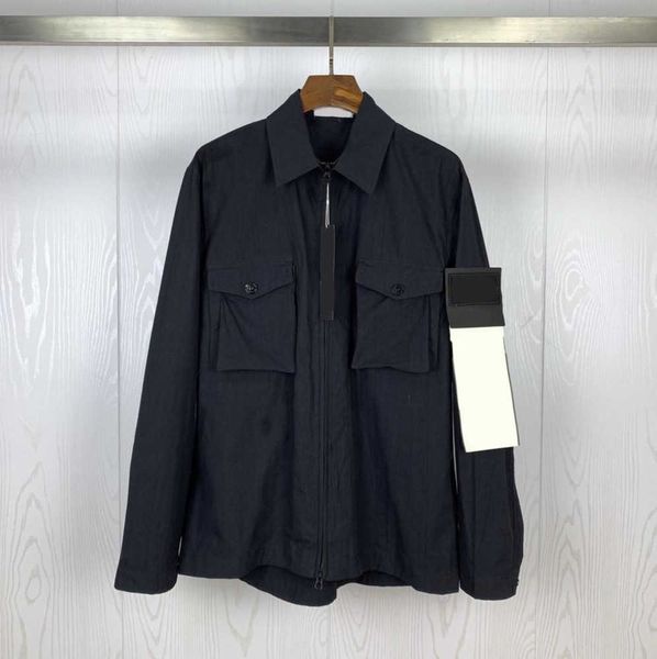 

2023 designer stone pocket jackets island fashion jacket long sleeve zipper badges men casual coat windbreaker embrodiery mens shirts tidal, Black;brown
