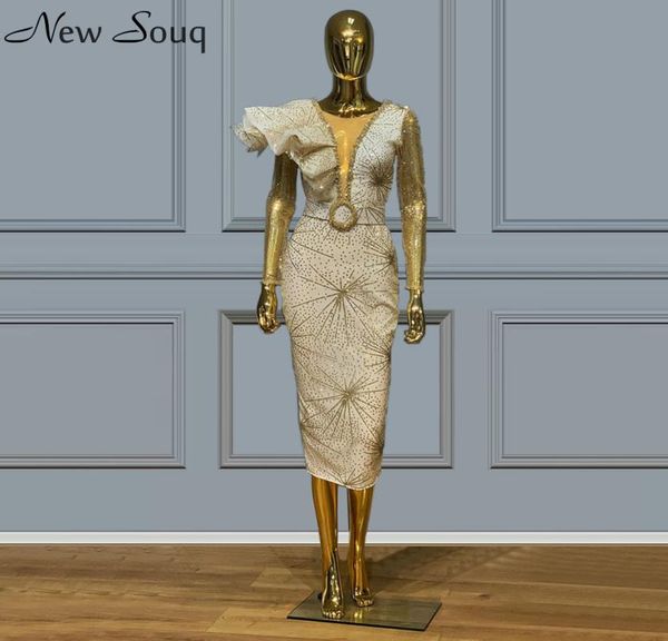 

tea length mermaid evening dresses illusion v neck beaded abendkleider robes prom party gowns vestido de festa2787013, Black;red