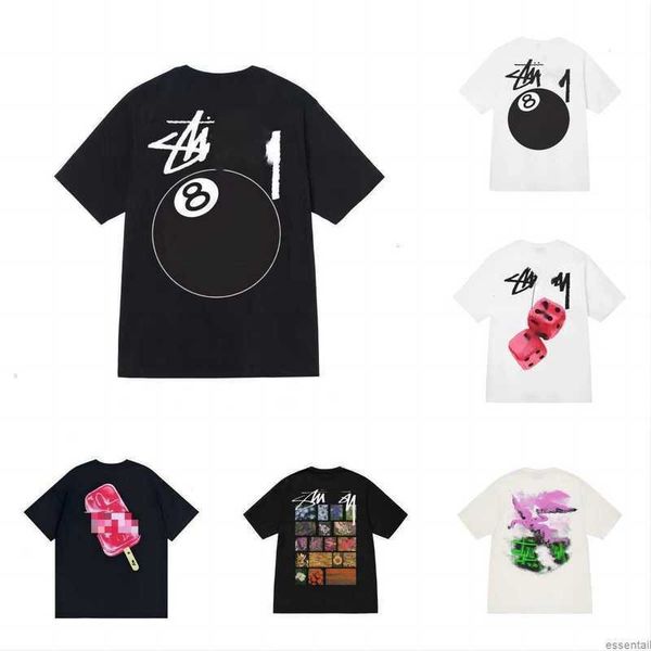 

2023 summer stussys designer men's t-shirts short-sleeve tees casual women's pure cotton quick dry active sports t shirts high str, White;black