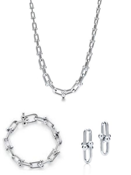 

new luxury 18k gold plated sliver chain womens pendant long 41cm 45cm 50cm 60cm designer necklace jewelry bracelet necklaces set for women m, Silver