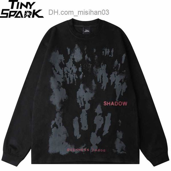 

women's hoodies sweatshirts men's suede sweatshirt street clothes shadow graphics harajuku pullover 2023 autumn sweatshirt pullove, Black