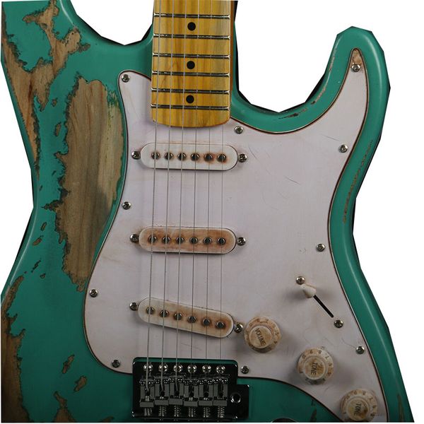 

relic st sea green electric guitar tremolo bridge sss pickup solid body