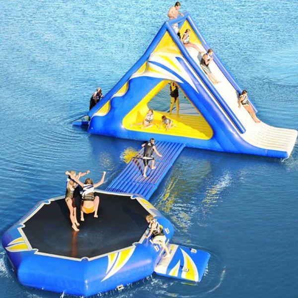 

inflatable water slide with games trampoline sea park eatertainment