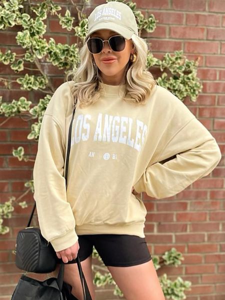 

womens hoodies sweatshirts los angeles for women fashion letter print pullovers female loose sweatshirt autumn winter clothes 230705, Black