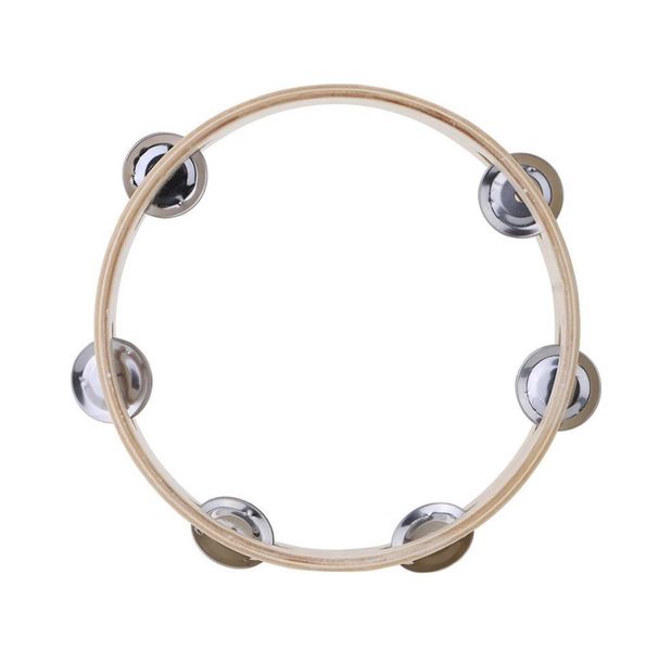 

kids 8quot hand held wood headless tambourine bell with metal single row jingles and wood quality children musical percussion to5424543