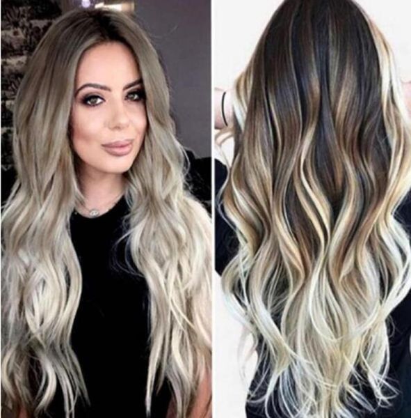 

young and beauty ombre body wave 180 density heat resistant hair lace front wig middle part glueless synthetic wigs for black wom1495159