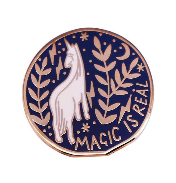

magic is real hard enamel pin cartoon white unicorn animal metal brooch accessories fashion lapel backpack pins jewelry2823775, Blue