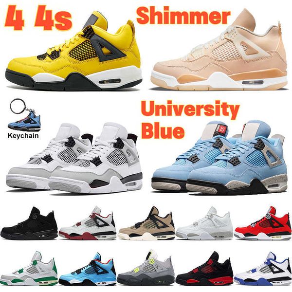 

4 men basketball shoes 4s sneakers university blue shimmer tour yellow fire red white red thunder black cat bred starfish