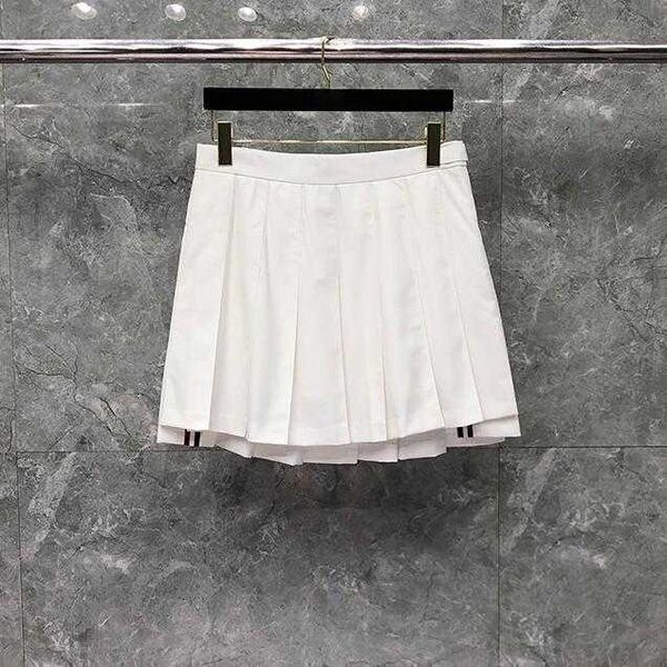 

2023 fashion tb thom brand skirts women high waist slim skirts above knee mini skirt white casual summer short pleated skirt, Black