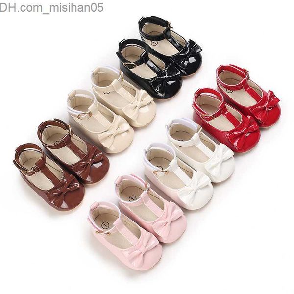 

first walkers fashion bowknot children's shoes baby movie soles leather soles comfortable non slip rubber soles princess shoes z230706
