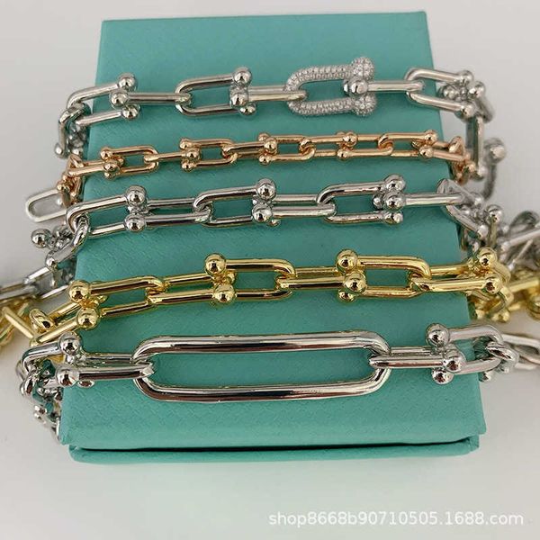 

counter quality tiffay s925 sterling silver rose gold u-shaped geometric bracelet with stone studded horseshoe buckle design ring clasp with, Black