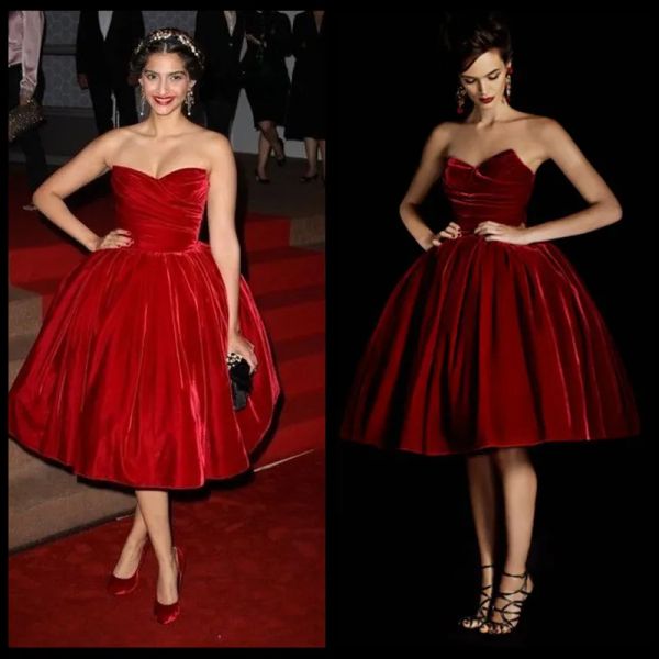 

2023 dark red prom dresses velvet sleeveless knee length a line custom made ruched pleats evening gown formal occasion wear vestidos plus si, Black