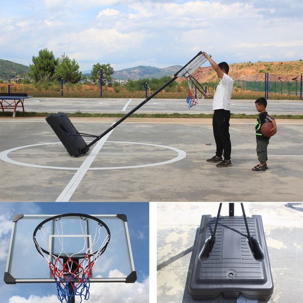 

portable basketball hoop & goal basketball stand height adjustable 6.2-8.5ft with 35.4inch transparent backboard
