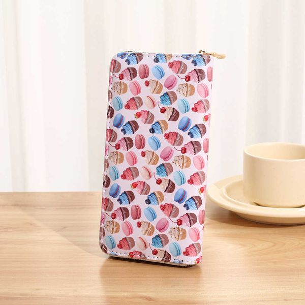 

pu digital printed long single zipper women's wallet cartoon handbag