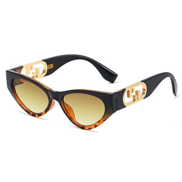 

2022 summer new cat eye personalized metal sunvisors uv resistant hollow leg sunglasses, White;black