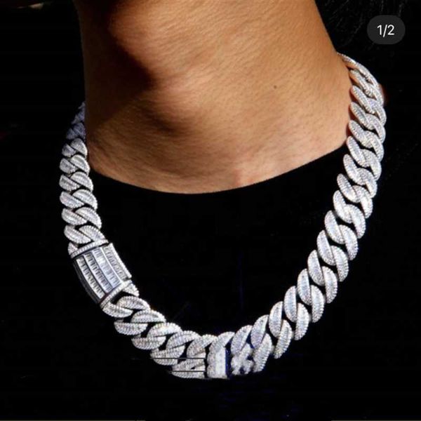 

moissanite chain cuban link necklace hip hop jewelry chains for men necklace iced out chain necklace jewelry, Silver