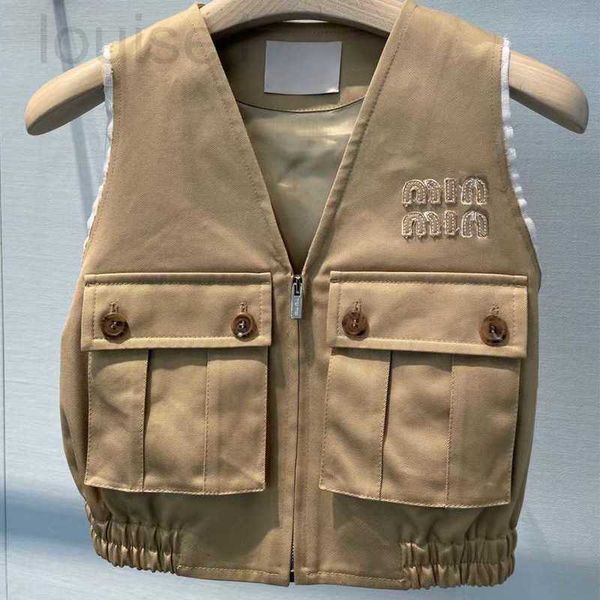 

women's tanks & camis designer vests 2023 summer new french letter embroidery v-neck zipper short sleeveless coat work vest 94g1, White