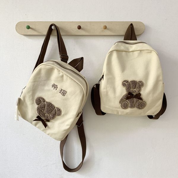 

backpacks ins style canvas children backpack with cute bear embroidery decoration korean students childrens school bag kids shoulder 230705