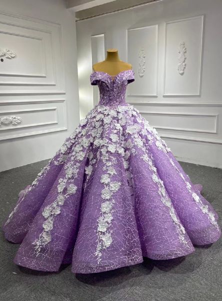 

lilac lavender pinrces quinceanera dresses off shouldr 3d floral off shoulder lace-up corset sweet 15 vestido de deputante, Blue;red