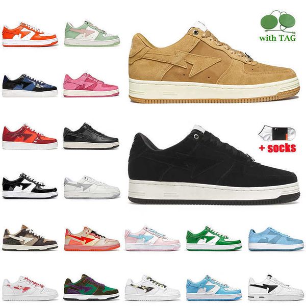 

designer men sneakers women mens walking casual shoes white black suede pastel pink green blue abc camo wheat red orange sk8 sta platform sk