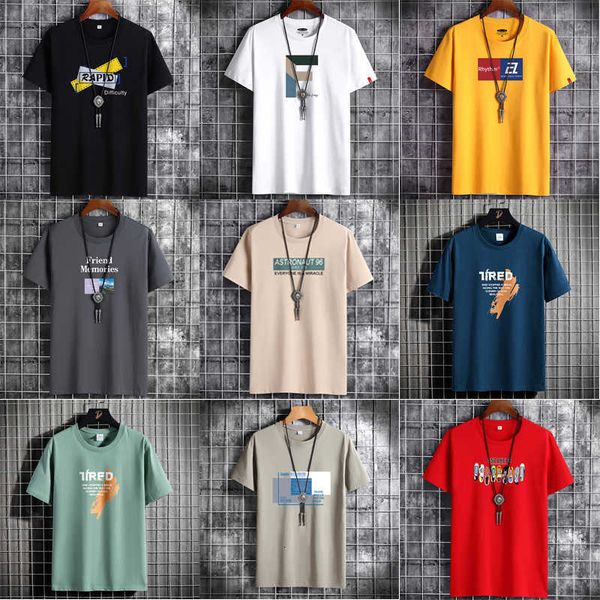 

2023 men's short sleeve t-shirt korean version loose versatile trendy top, White;black