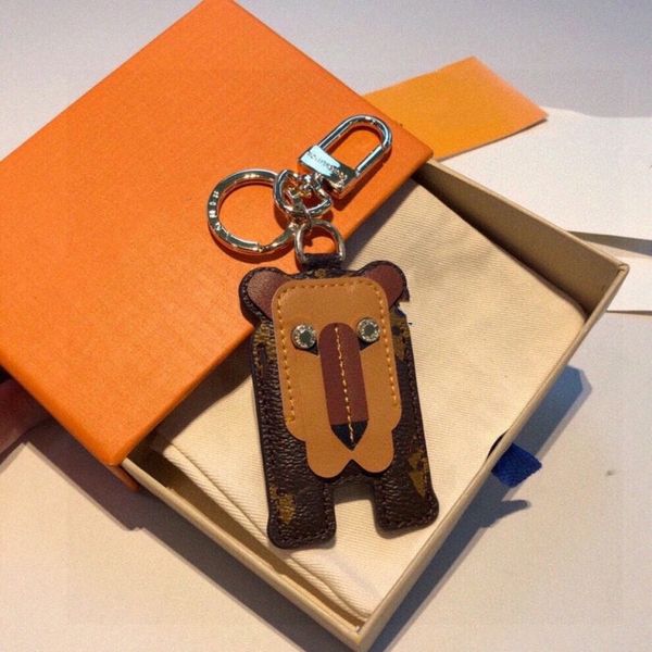 

designer keychains pu animal classic leather keychain pendentif bag pendant wallet brown flower mini keychain 898k#, Silver