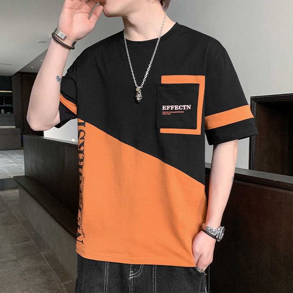 

2023 summer cotton short sleeve t-shirt men's fashion half letter printing brand clothing, White;black