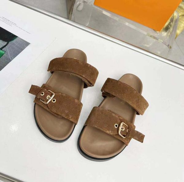 

designer slides mens women slippers summer sandal beach slide flat platform ladies home fashion shoes flip flops striped causal slipper, Black