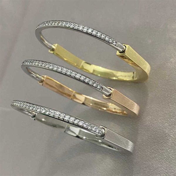 

internet celebrity tiffay's new lock colorful diamond bracelet 925 sterling silver 18k rose gold women's fashion, Black