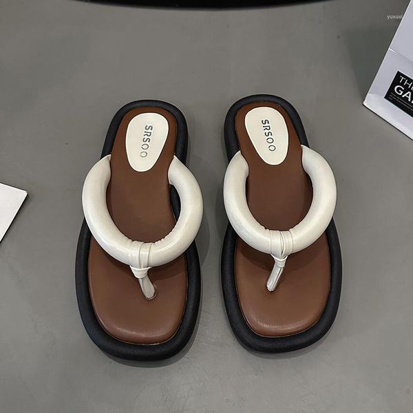 

slippers women flip flop shoes fashion mix color ladies casual outdoor slipper thick soles vaction beach sandal, Black