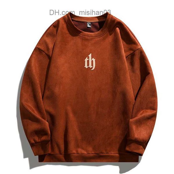 

women's hoodies sweatshirts one way men's suede sweatshirt men's 2023 urban oversized harajuku crewneck sweatshirt streetwear, Black