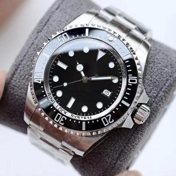 

mens watches 44 mm deep ceramic bezel sea-dweller sapphire cystal stainless steel glide lock solid clasp automatic mechanical mens luxury ma, Slivery;brown