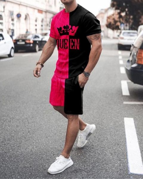 

men's tracksuits summer mens t-shirt sets and shorts fashion digital printing tow-piece casual clothes men's beach wear 230706, Gray
