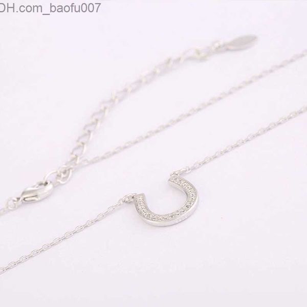 

pendant necklaces xiaojing 100% 925 sterling silver horseshoe cz necklace suitable for women lovely chain corell suitable for friends z23070