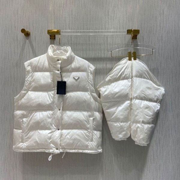 

womens fashion down jacket with removable sleeves winter cotton puffer jackets parkas with letter logo outdoor jackets coat streetwear warm, Black