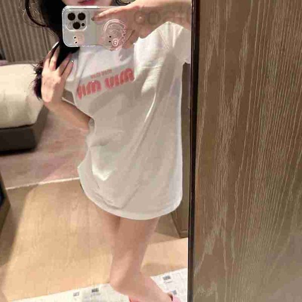 

women's t-shirt designer new23ss summer new product 3d embroidery plush letter round neck short sleeve t-shirt cotton comfortable versa, White