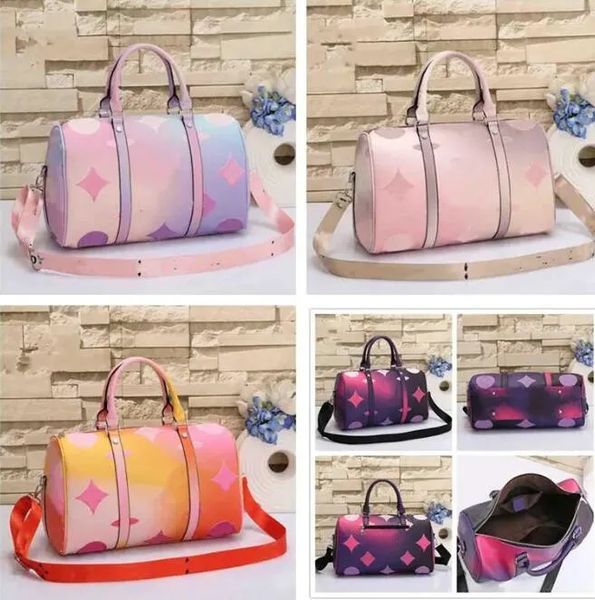 

l designer bag spring sunrise series gradient cylinder bag men's luggage in the city travel bag luggage body bag handbag large capacity