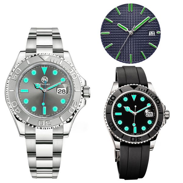 

luxury men s sports chronometer watch automatic vk quartz mechanical timing function 316l stainless steel night glow 40mm 41mm 42mm watch wa, Slivery;brown