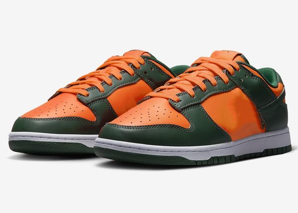 

low miami hurricanes leisure shoes team dark green/team orange-white outdoor sneakers for women men size us 4-13 eur 36-46