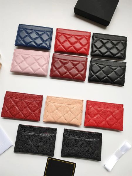 

women fashion luxury c card holders classic pattern caviar quilted purse wholesale mini multi-color small hardware wallet designer pebble le, Brown;gray