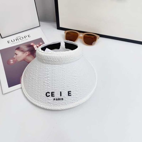 

hat womens straw designer c-letter visors cap sun fashion cz diamond knitted for men woman wide brim hats summer bucket outdoor beach 2color, Blue;gray